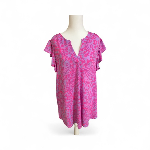 Dear Scarlett Tops - Elegant Pink Paisley Blouse